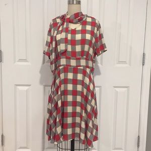 Vintage Red and Cream Picnic Pattern Dress, Size S